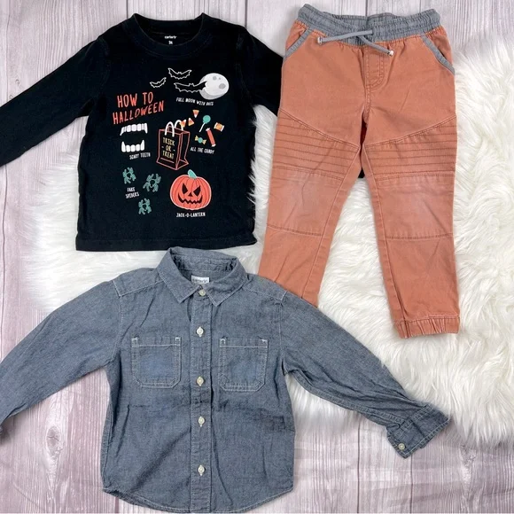 Carter's Genuine Kids from Oshkosh 3T boy fall winter Shirts Pants Halloween - Picture 2 of 8